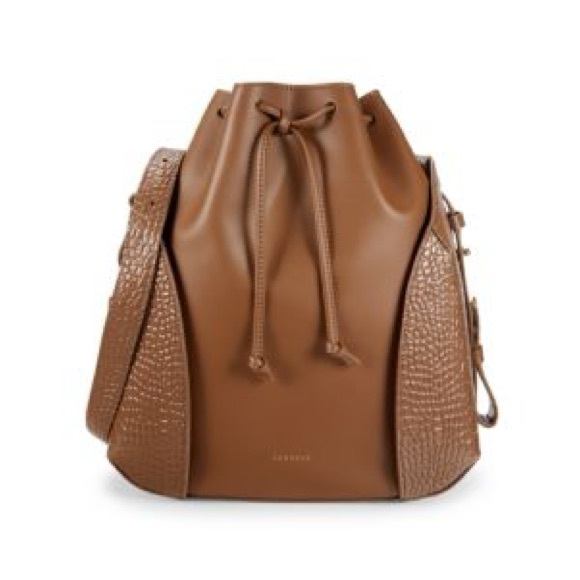 Senreve Brown Leather Backpack with Textured Panels - Picture 1 of 13